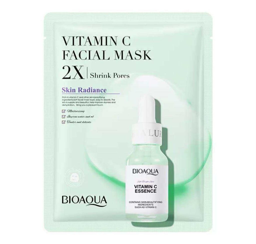 BIOAQUA Vitamin C Facial Mask – Brightening & Pore Shrinking Hydrating Sheet Mask